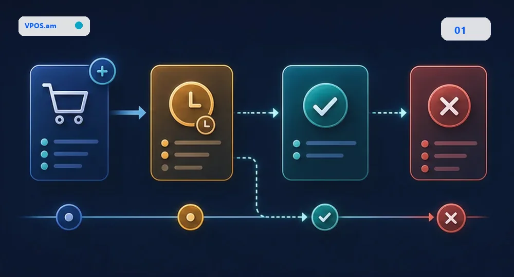 Created -> Pending -> Paid / Failed